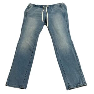 Torrid Blue Pull-On Jeans Elastic Waist Drawstring Size 1 (14/16)